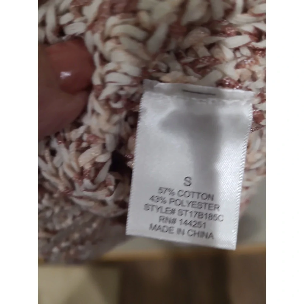 Harper Heritage Women's SZ S chunky ribbed Knit Tank Top cream tan deep V boho